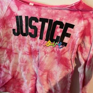 pink fleece sweatshirt